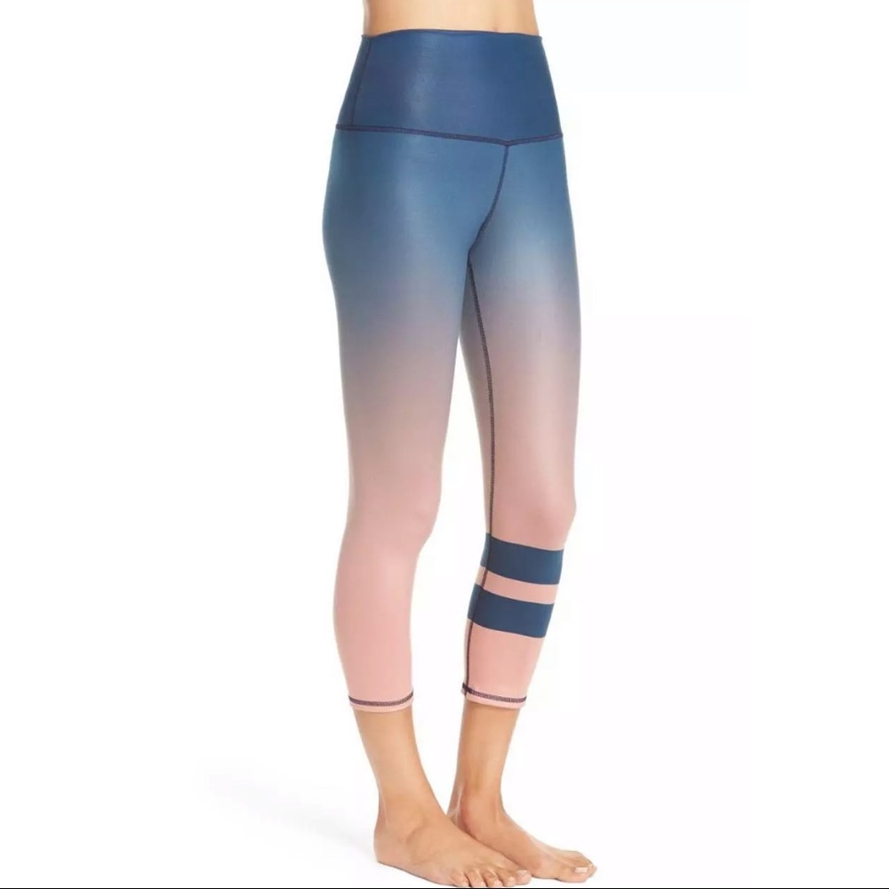 High Waisted Gradient Starflower Pink Blue Legging